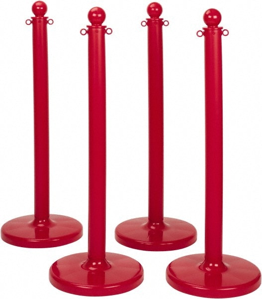 PRO-SAFE STN-POL-RED-4D Free Standing Retractable Barrier Post: Plastic Post, Plastic Base Image