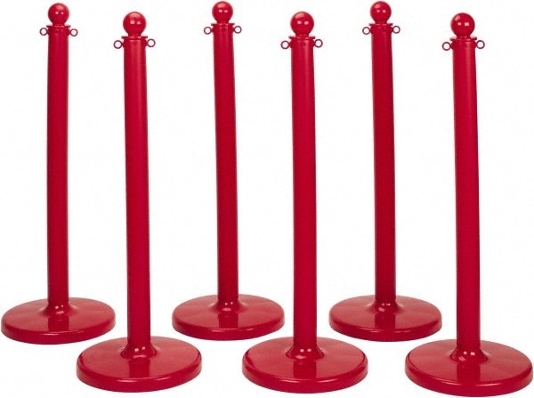 PRO-SAFE STN-POL-RED-6C Free Standing Retractable Barrier Post: Plastic Post, Plastic Base Image