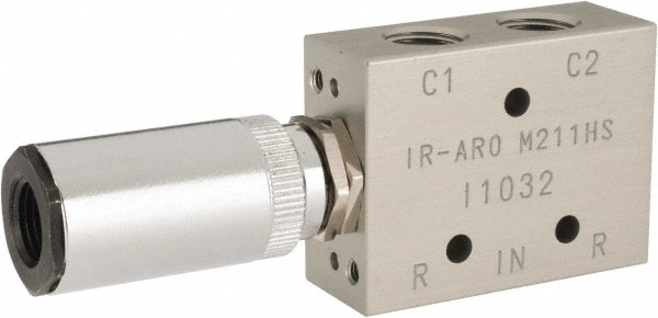 ARO/Ingersoll-Rand M211PS 1/8" Inlet x 1/8" Outlet, Pilot Actuator, Spring Return, 2 Position, Body Ported Solenoid Air Valve Image