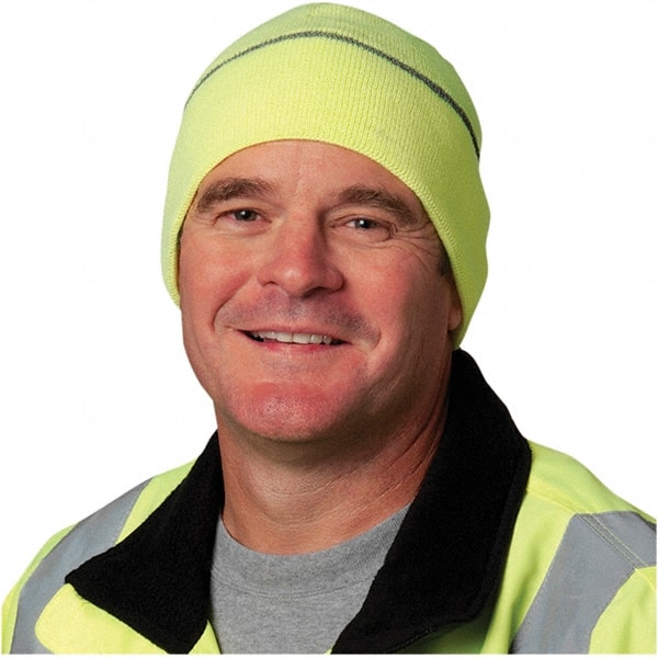 Beanie Hat: Size Universal, Yellow, Low Light Protection & Reflective Piping