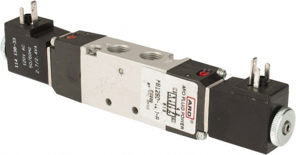 ARO/Ingersoll-Rand M813SD-024-D 1/8" Inlet x 1/8" Outlet, Solenoid Actuator, Solenoid Return, 3 Position, Body Ported Solenoid Air Valve Image