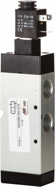 ARO/Ingersoll-Rand M254SS-120-A 1/2" Inlet x 1/2" Outlet, Single Solenoid Actuator, Spring Return, 2 Position, Body Ported Solenoid Air Valve Image