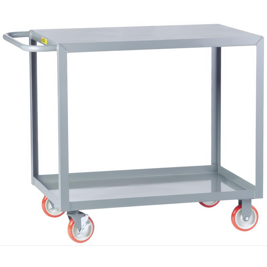 Little Giant Welded Service Cart - 18" x 32" Shelf Size, 1,200 lb Capacity, 2 Shelves, Flush Top Shelf, 5" Poly w/ Brakes | Part #LG-1832-BRK