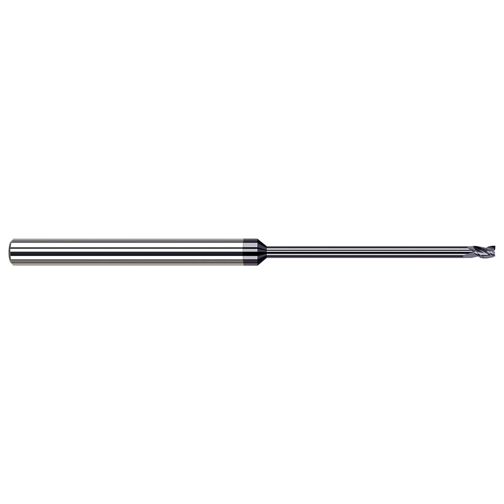 Harvey Tool Square End Mill: 3/64" Dia, 3 Flute, Solid Carbide - 2-1/2" OAL, 1/8" Shank Dia, 30 deg Helix, AlTiN Finish, Single End, Series Miniature