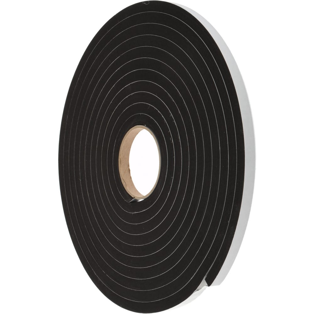 1/2” Thick Neoprene Foam Strip, 3/4” Width x 25’ Length, Black, Rubber  Adhesive