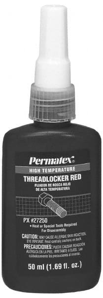 Permatex. 27250 Threadlocker: Red, Liquid, 50 mL, Bottle 