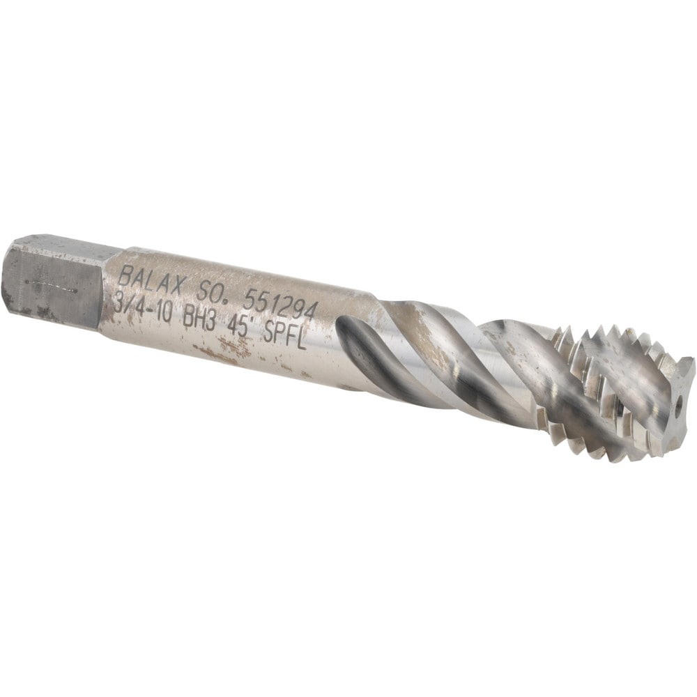 Spiral Flute Tap: 3/4-10 UNC, 4 Flutes, Modified Bottoming, Powdered Metal, Bright/Uncoated
