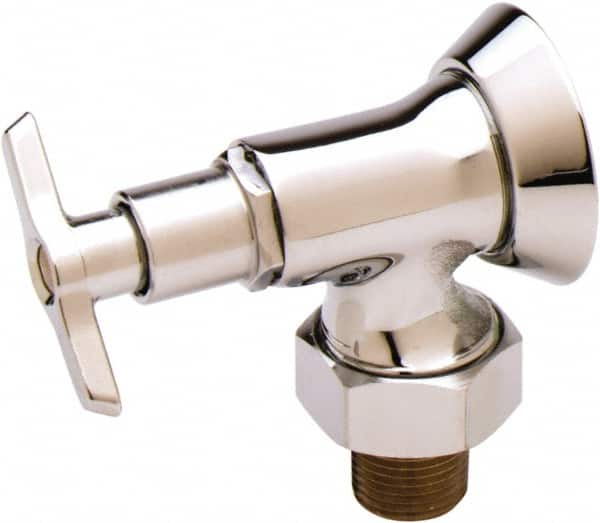 T&S Brass B-1350 Flange 1/2 Inlet, 125 Max psi, Chrome Plated, Chrome Plated Loose Key Stop 