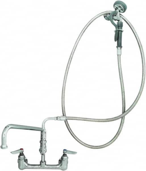 Riser with Spring Guide, 2 Way Design, Wall Mount, Pre Rinse Faucet Assembly
