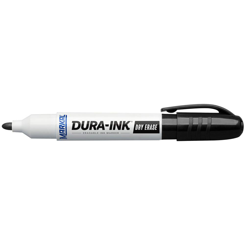 Dry-Erase Ink Marker for Temporary Marking - 1/8" Bullet Felt-Tip, Black