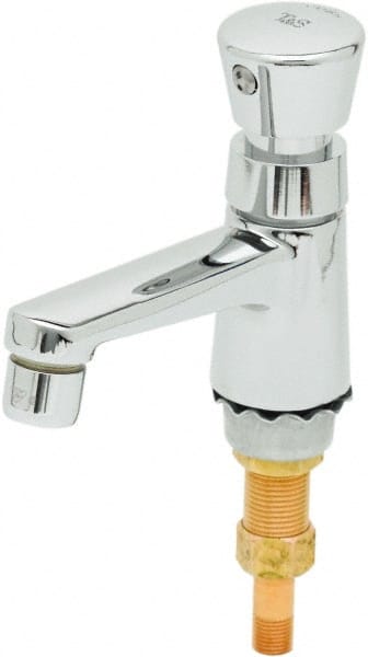 T&S Brass B-0712 Push Button Handle, Deck Mounted Bathroom Faucet 