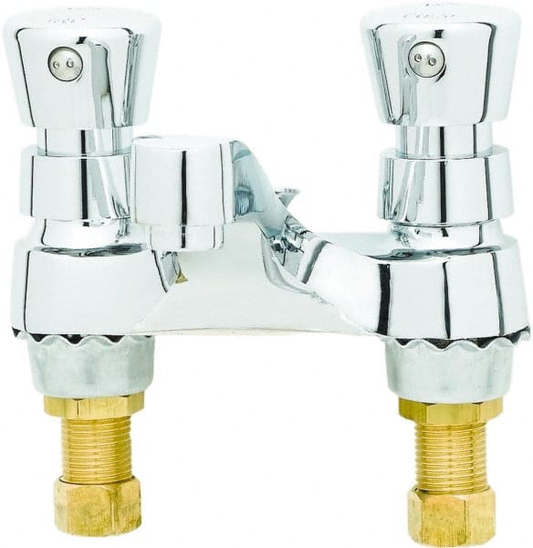 T&S Brass B-0831 Push Button Handle, Deck Mounted Bathroom Faucet 