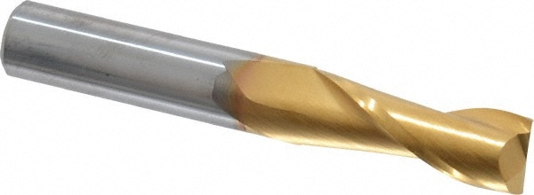 SGS 39347 Square End Mill: 3/8 Dia, 1 LOC, 3/8 Shank Dia, 2-1/2 OAL, 2 Flutes, Solid Carbide Image