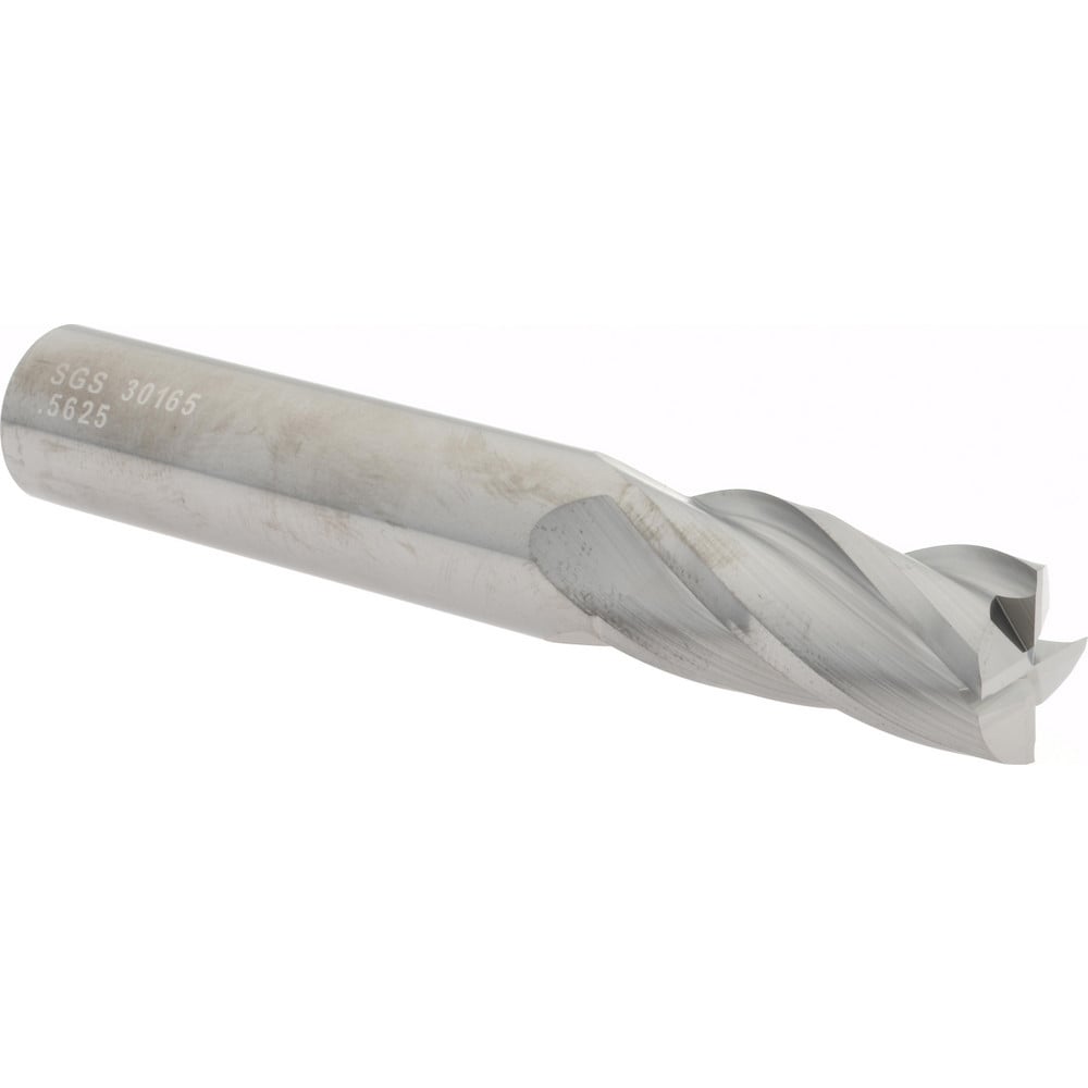 SGS 30165 Square End Mill: 9/16 Dia, 1-1/8 LOC, 9/16 Shank Dia, 3-1/2 OAL, 4 Flutes, Solid Carbide Image