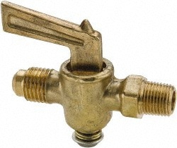 Parker V204F-4-2 1/8" Pipe, 1/4" Tube, Flare to Male Pipe Drain Cock & Shutoff Valve Image