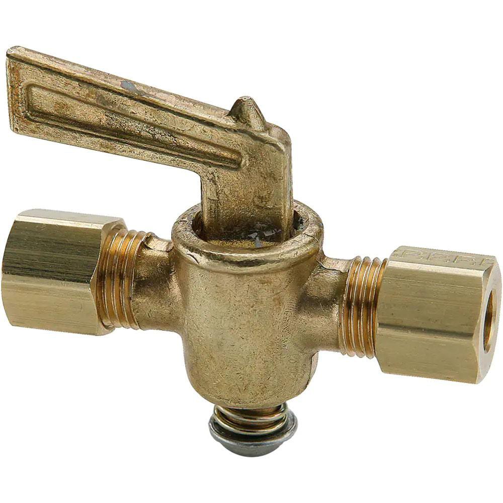 Parker V303C-4-4 1/4" Tube, Compression Pipe to Compression Pipe Drain Cock & Shutoff Valve Image