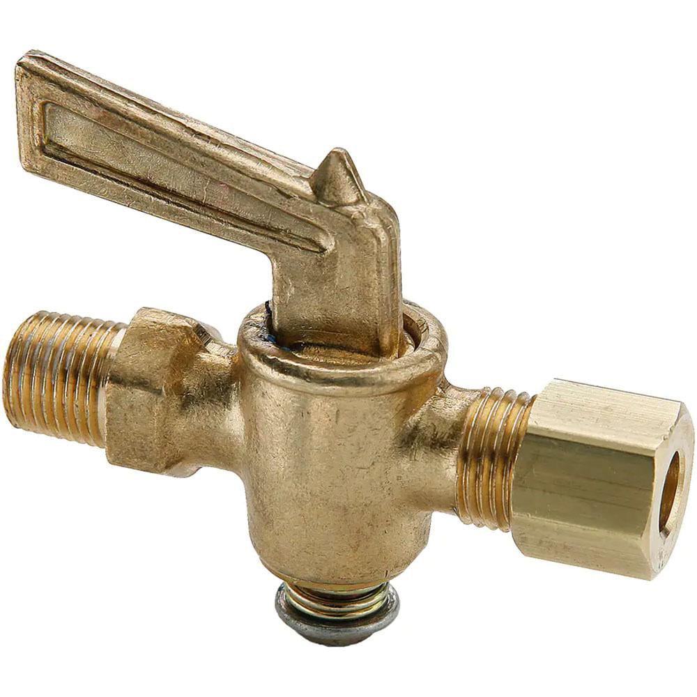 1/4" Pipe, 1/4" Tube, Compression Pipe to Male Pipe Drain Cock & Shutoff Valve