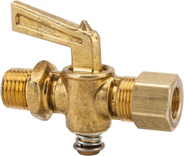 1/4" Pipe, 3/8" Tube, Compression Pipe to Male Pipe Drain Cock & Shutoff Valve