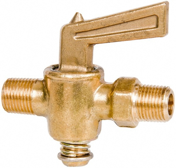 1/8" Pipe, Male Pipe to Male Pipe Drain Cock & Shutoff Valve