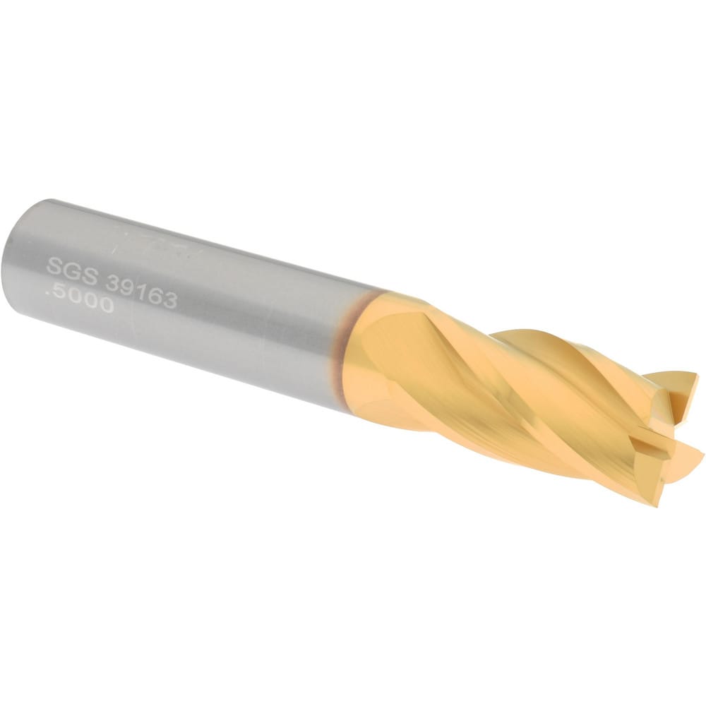 SGS 39163 Square End Mill: 1/2 Dia, 1 LOC, 1/2 Shank Dia, 3 OAL, 4 Flutes, Solid Carbide Image