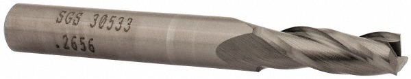 SGS 30533 Square End Mill: 17/64 Dia, 3/4 LOC, 5/16 Shank Dia, 2-1/2 OAL, 3 Flutes, Solid Carbide Image