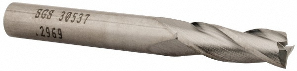 SGS 30537 Square End Mill: 19/64 Dia, 13/16 LOC, 5/16 Shank Dia, 2-1/2 OAL, 3 Flutes, Solid Carbide Image
