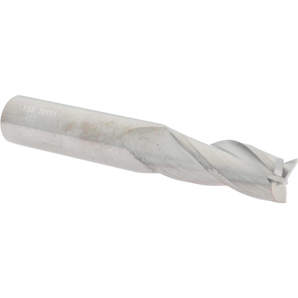 SGS 30551 Square End Mill: 13/32 Dia, 1 LOC, 7/16 Shank Dia, 2-3/4 OAL, 3 Flutes, Solid Carbide Image