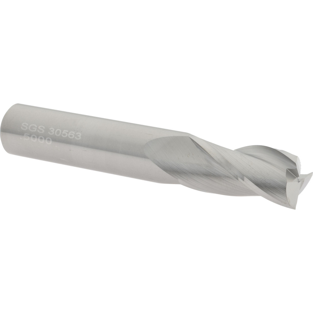 SGS 30563 Square End Mill: 1/2 Dia, 1 LOC, 1/2 Shank Dia, 3 OAL, 3 Flutes, Solid Carbide Image