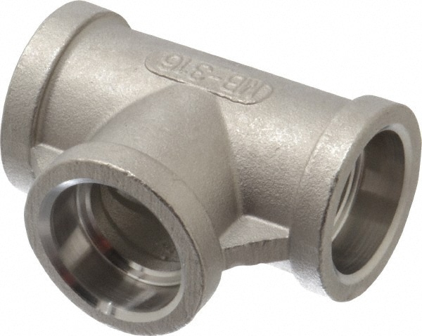 Merit Brass SWM606-12 Pipe Tee: 3/4" Fitting, 316 Stainless Steel Image