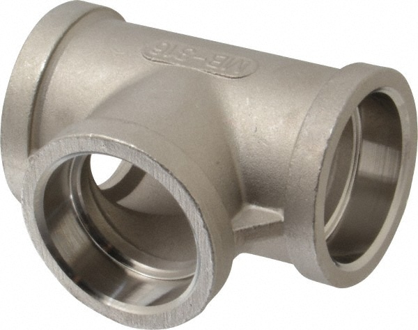 Merit Brass SWM606-20 Pipe Tee: 1-1/4" Fitting, 316 Stainless Steel Image