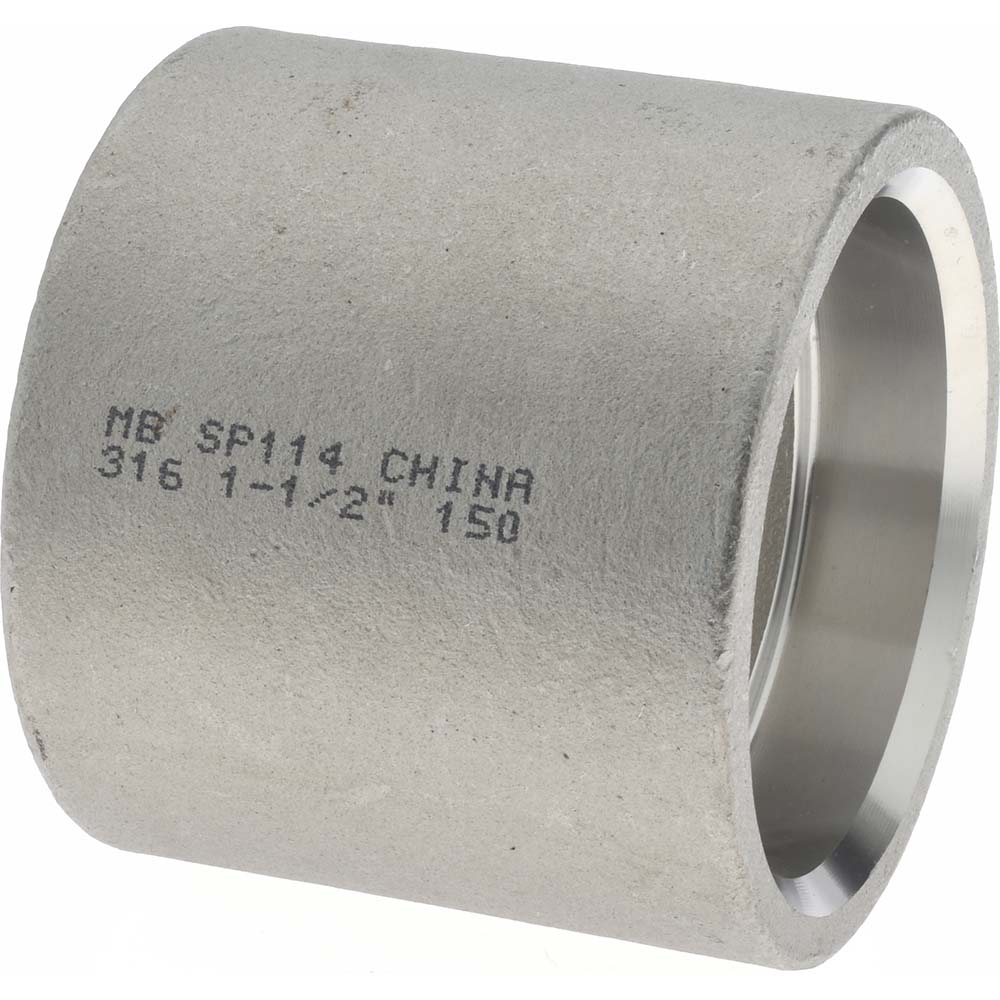 Pipe Coupling: 1-1/2", 316 Stainless Steel - Socket Weld x Socket Weld, 150 psi