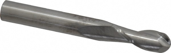 Ball End Mill: 0.3125" Dia, 0.8125" LOC, 2 Flute, Solid Carbide