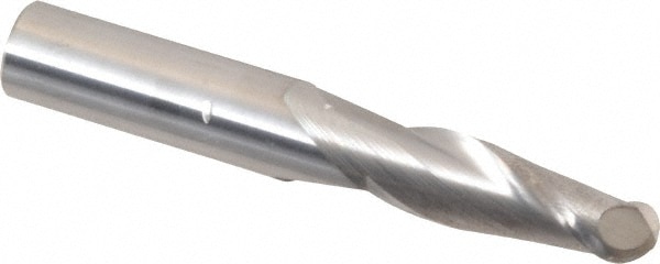 Ball End Mill: 0.3438" Dia, 1" LOC, 2 Flute, Solid Carbide