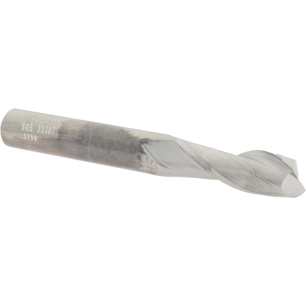 SGS 33307 Square End Mill: 3/8 Dia, 1-1/8 LOC, 3/8 Shank Dia, 3 OAL, 2 Flutes, Solid Carbide Image