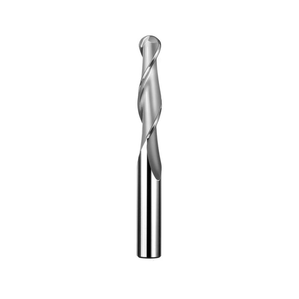 Ball End Mill: 1" Dia, 2.25" LOC, 2 Flute, Solid Carbide