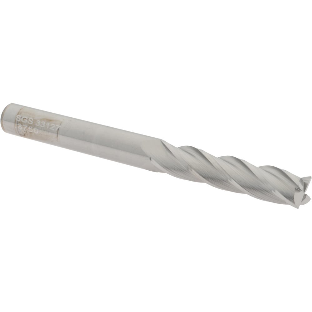 SGS 33127 Square End Mill: 3/8 Dia, 1-3/4 LOC, 3/8 Shank Dia, 4 OAL, 4 Flutes, Solid Carbide Image