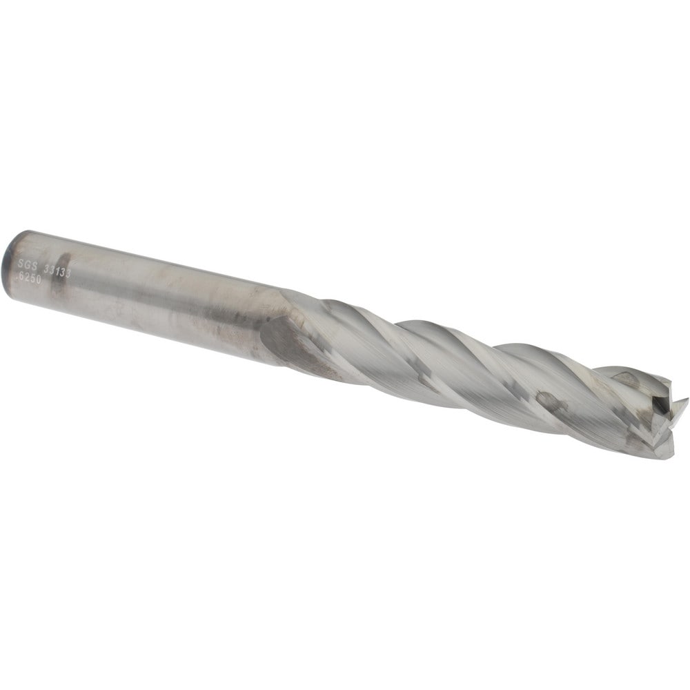 SGS 33133 Square End Mill: 5/8 Dia, 3 LOC, 5/8 Shank Dia, 6 OAL, 4 Flutes, Solid Carbide Image