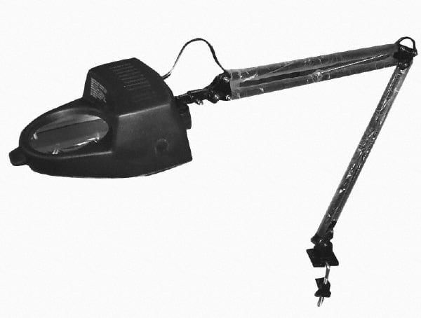 Task Light: Incandescent, 40" Reach, Swing Arm, Clamp-On, Black