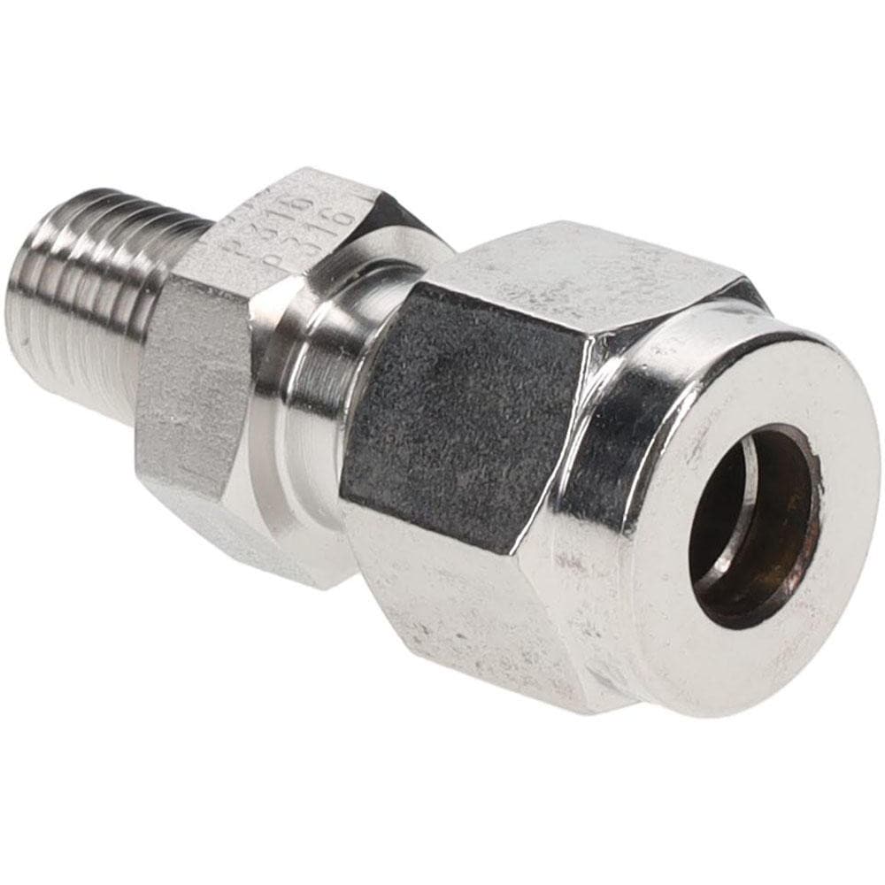 Compression Tube Connector: 1/16-27" Thread, Compression x MNPT