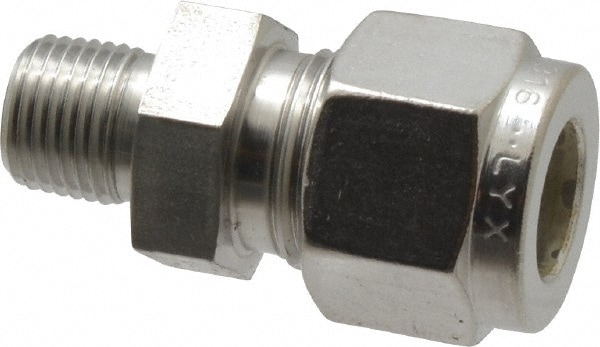 Parker 6MSC2N-316 Compression Tube Connector: 1/8-27" Thread, Compression x MNPT Image