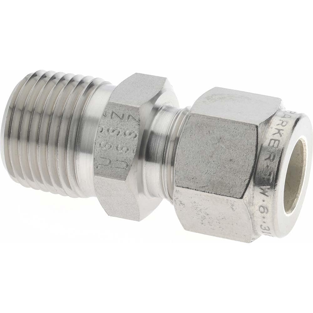 Parker 6MSC6N-316 Compression Tube Connector: 3/8-18" Thread, Compression x MNPT Image