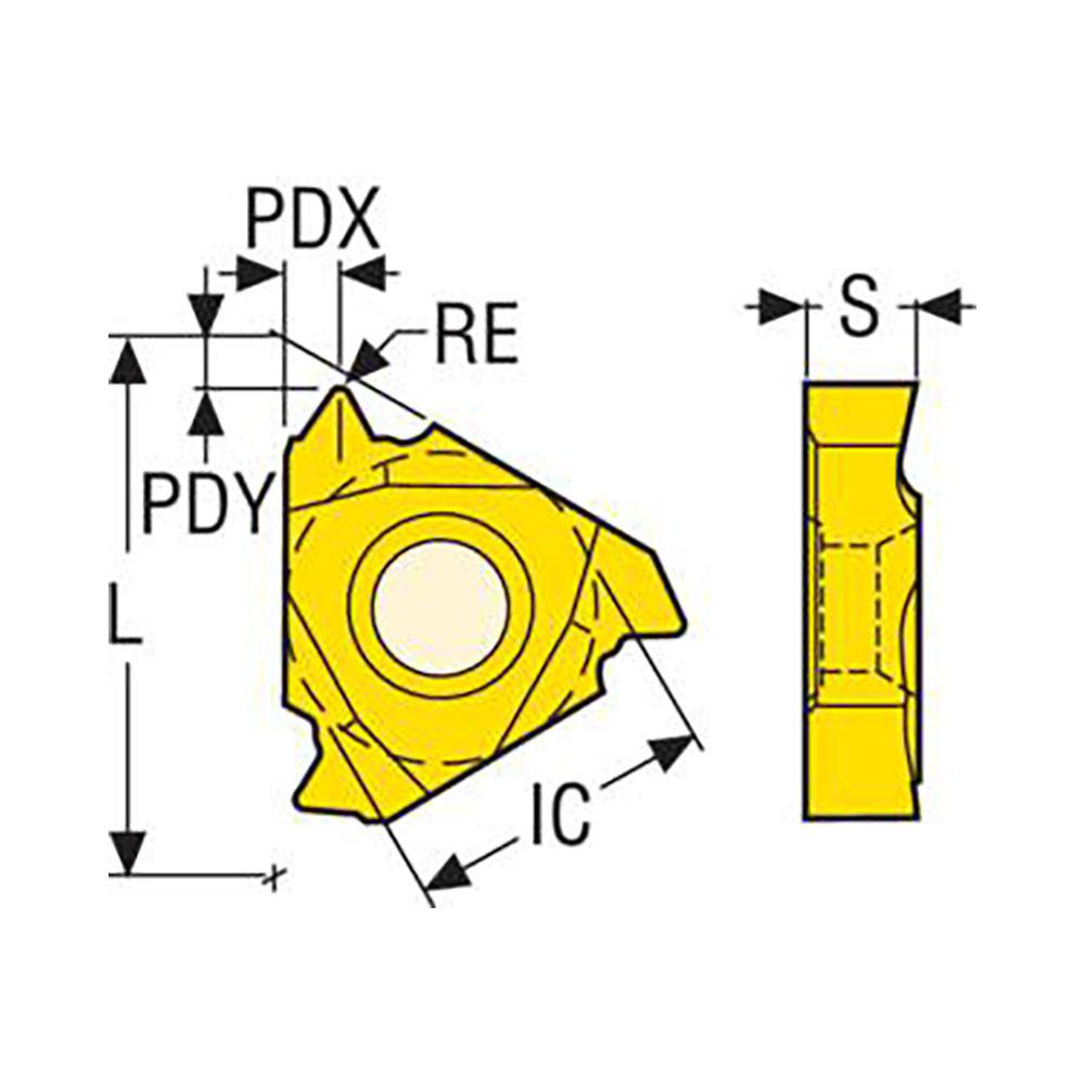 Seco - Laydown Threading Insert: 16ER1.5ISO CP500, Carbide | MSC Direct