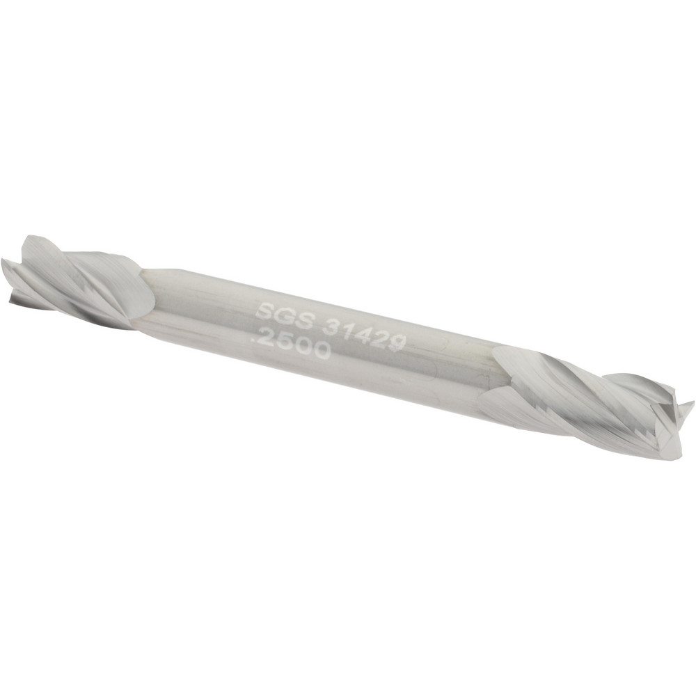 SGS 31429 Square End Mill: 1/4 Dia, 1/2 LOC, 1/4 Shank Dia, 2-1/2 OAL, 4 Flutes, Solid Carbide Image