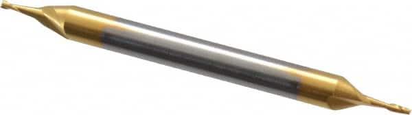 SGS 31541 15 2 Flute Double End Square End General Purpose End Mill 1/8 Shank Diameter 1/16 Cutting Length Titanium Nitride Coating 1/32 Cutting Diameter 1-1/2 Length 