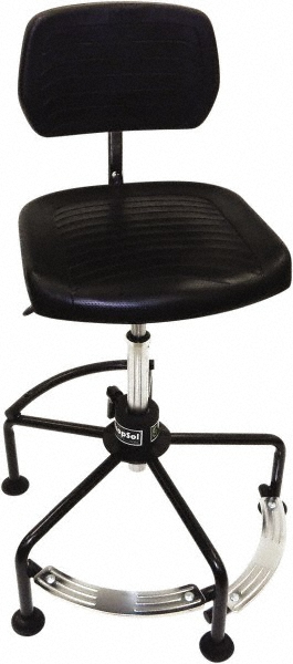 Task Chair: Polyurethane, 17 to 35" Seat Height, Black, Adjustable Height - Swivel
