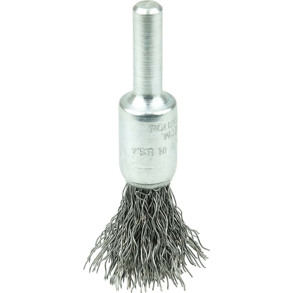 End Brushes: 3/8" Dia, Steel, Crimped Wire
