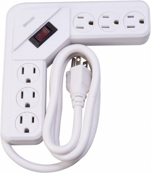 Woods PRO 6 Outlets, 125 Volts, 15 Amps, 4' Cord, Power Outlet Strip