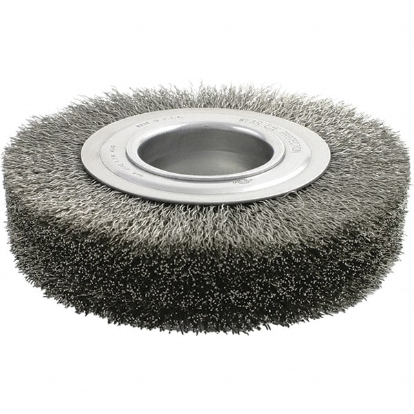 Wheel Brush: 8" Wheel Dia, 1-3/8" Face Width, Crimped