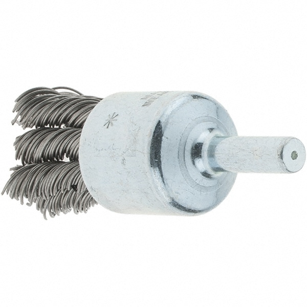 End Brushes: 3/4" Dia, Steel, Knotted Wire