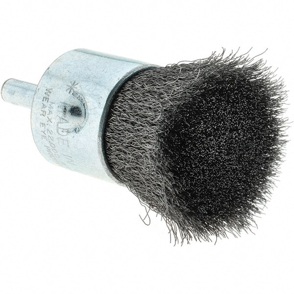 End Brushes: 1" Dia, Steel, Crimped Wire